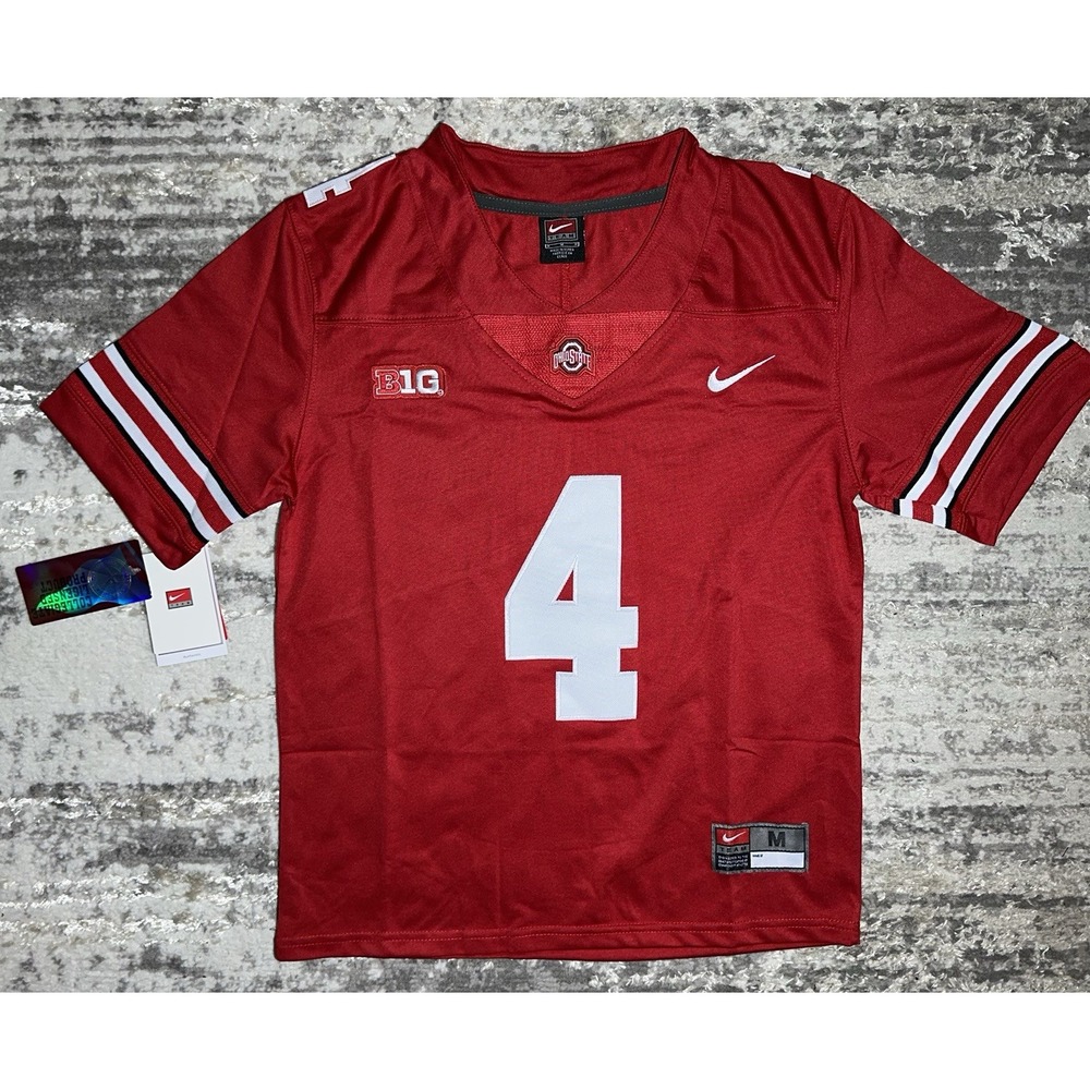 Ohio State Buckeyes OSU Jeremiah Smith #4 Big10 Jersey Stitched Size Youth M NWT